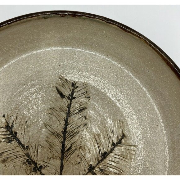 E.J. Studio Art Pottery Tray, Plate Hand Painted, Pine Tree 7.75X1'' - Picture 5 of 11